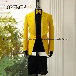 Trajes personalizados con cuentas para hombre, chal con solapa, esmoquin para novio, boda, conjuntos de 2 piezas, chaqueta para fiesta y graduación, Terno Masculino Completo