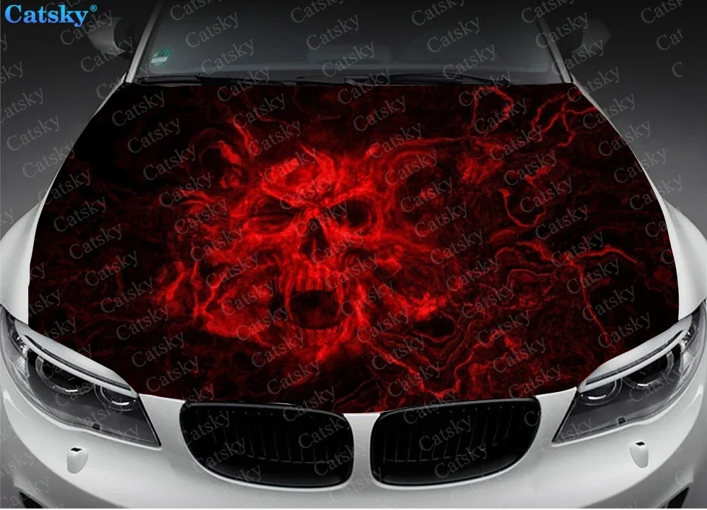 skull fear horror Car hood decal vinyl sticker graphic wrap decals graphic engine stickers suitable for most vehicles