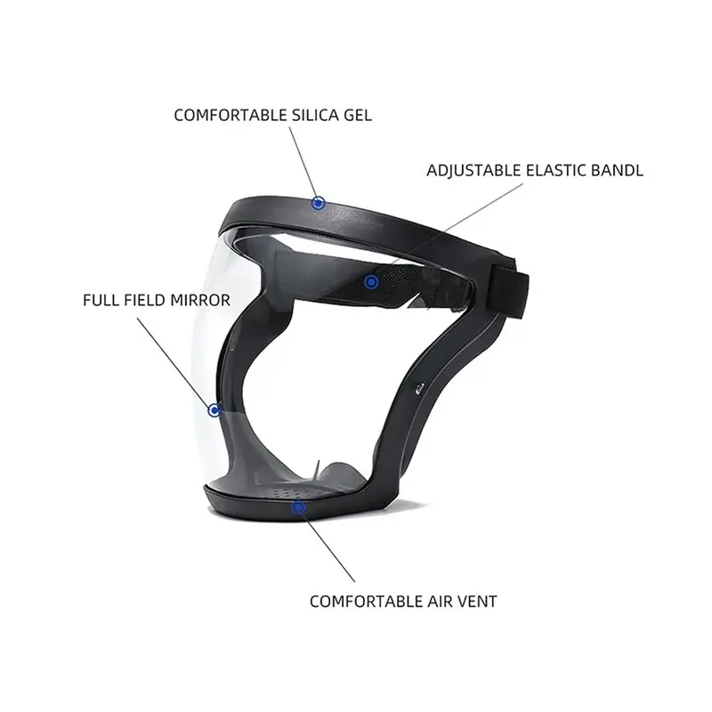 B68A 4X Work Protection Mask Full Face Protector Shield Transparent Facial Protector Face Dustproof With 40 Filter Black