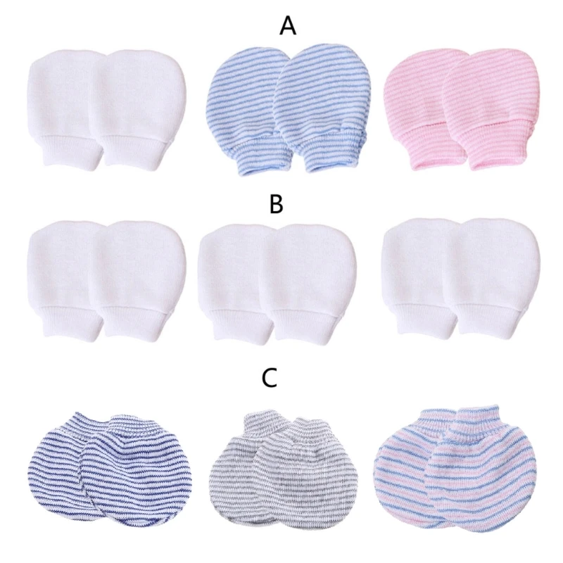 

3 Pair/set Simple Baby Knit Gloves Newborn Anti-eat Hand Anti-Grab Glove Infant Handguard Supplies