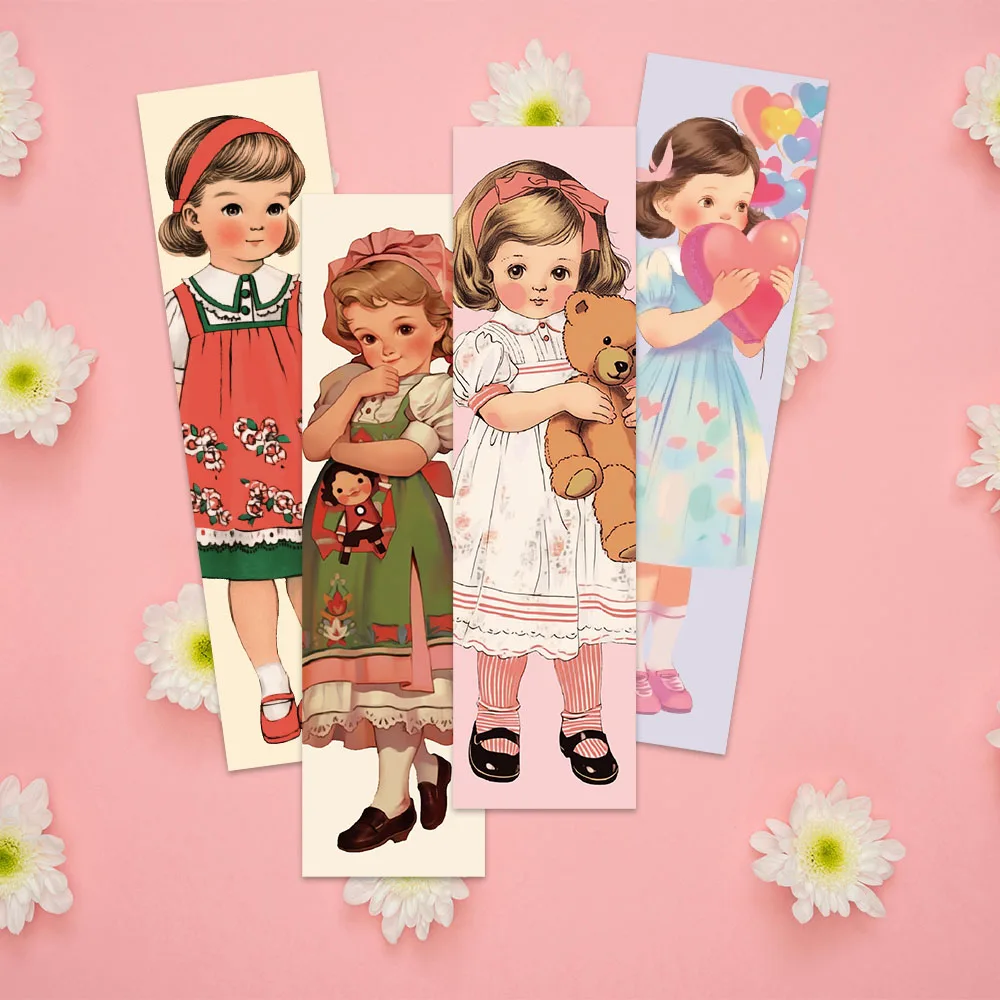 30pcs Aesthetic Retro Little Girls Paper Bookmarks DIY Students Readers Page Markers Library Office Page Marking