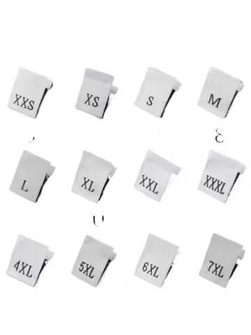 100Pcs Clothing Size Label Black Text White Garment Clothes T Shirt Dress Cloth Fabric Label Tag S M L XL 2XL 3XL 4XL 5XL