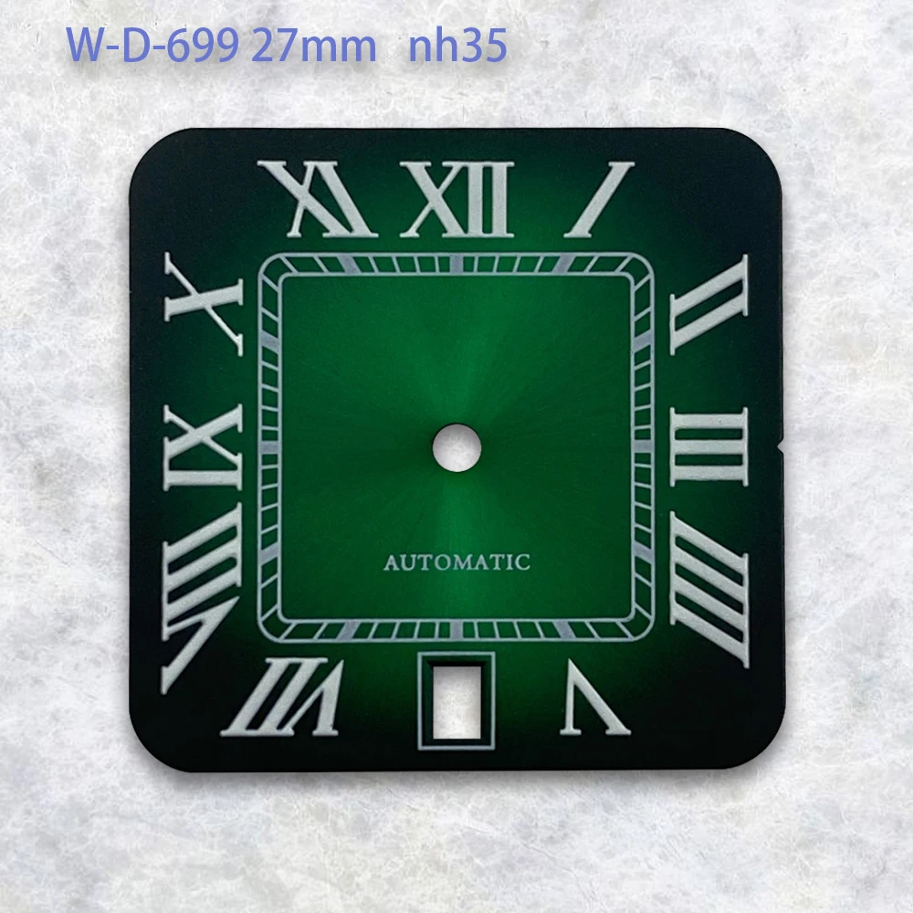 27mm  S Logo Dial Square Sunburst Roman numerals Suitable For NH35/NH36/4R/7S  Japanese Automatic Movement Watch Modification