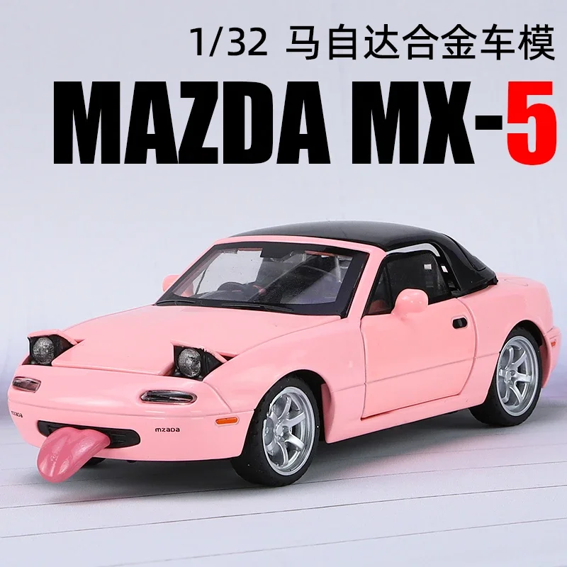 1:32 Cute Mazda MX5 MX-5 Supercar Alloy Diecast Toy Car Model Sound and Light Pull Back Childrens Toy Collectibles Birthday Gift