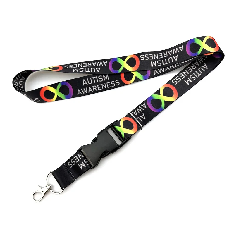 Autism Awareness Neck Keychain Necklace Webbings Ribbons Anime Cartoon Neck Strap Lanyard ID badge Holder Keychain Lanyard Gifts