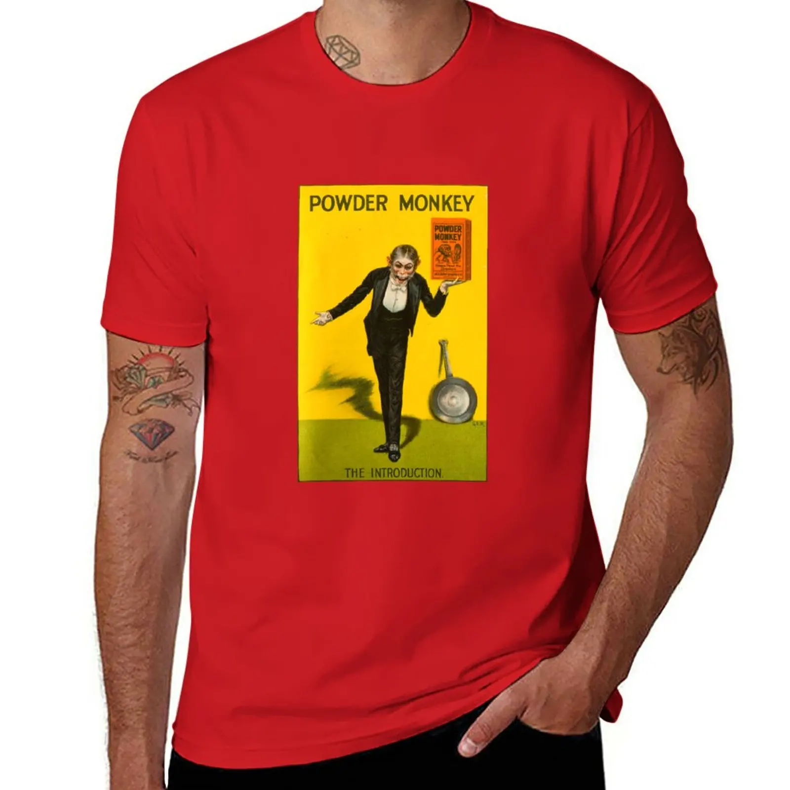 New Vintage Powder Monkey Advert T-Shirt Anime t-shirt t shirt man Men's clothing