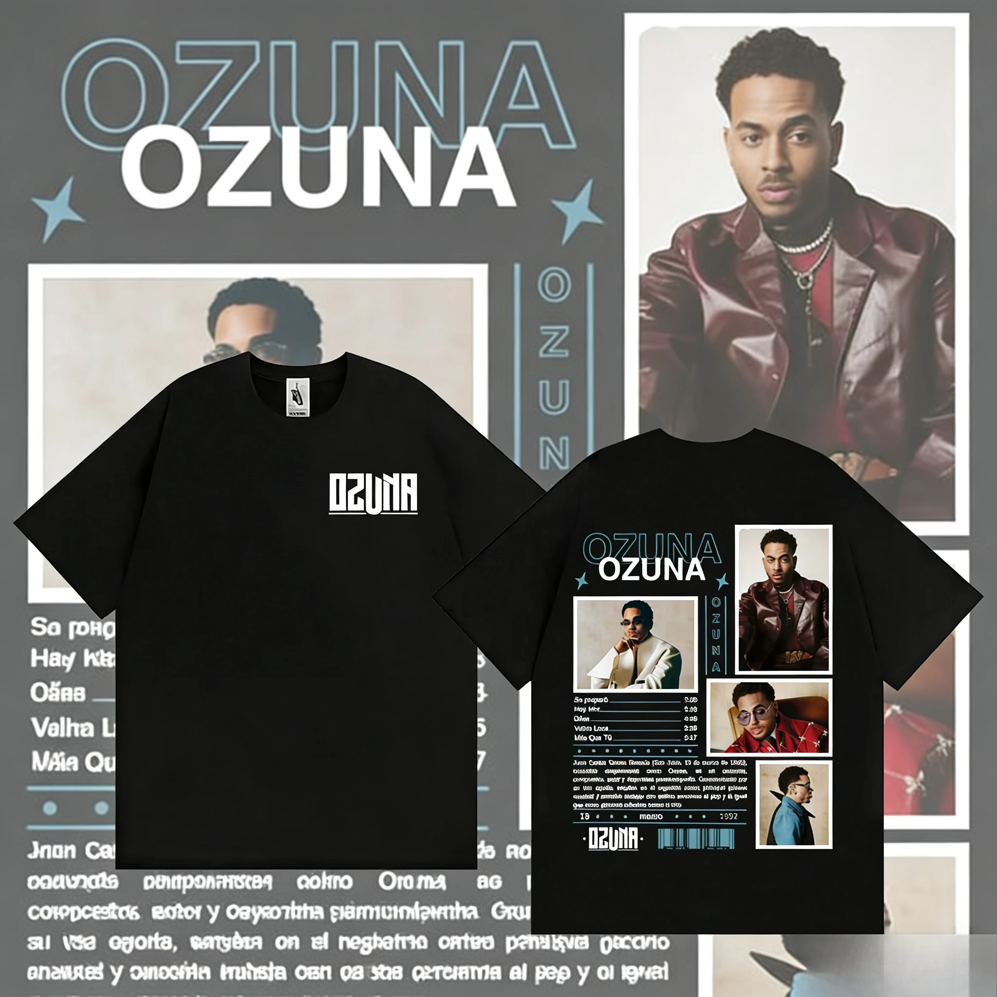 

Альбом рэпера Ozuna особенности мужской и женской модной футболки в стиле хип-хоп в стиле ретро 2025-26, летняя футболка из 100% чистого хлопка с принтом
