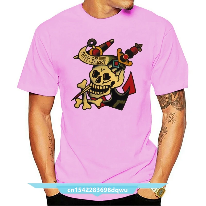 Men t-shirt American Traditional Pierced Winged Skull Tattoo Design  Tshirt Women T Shirt