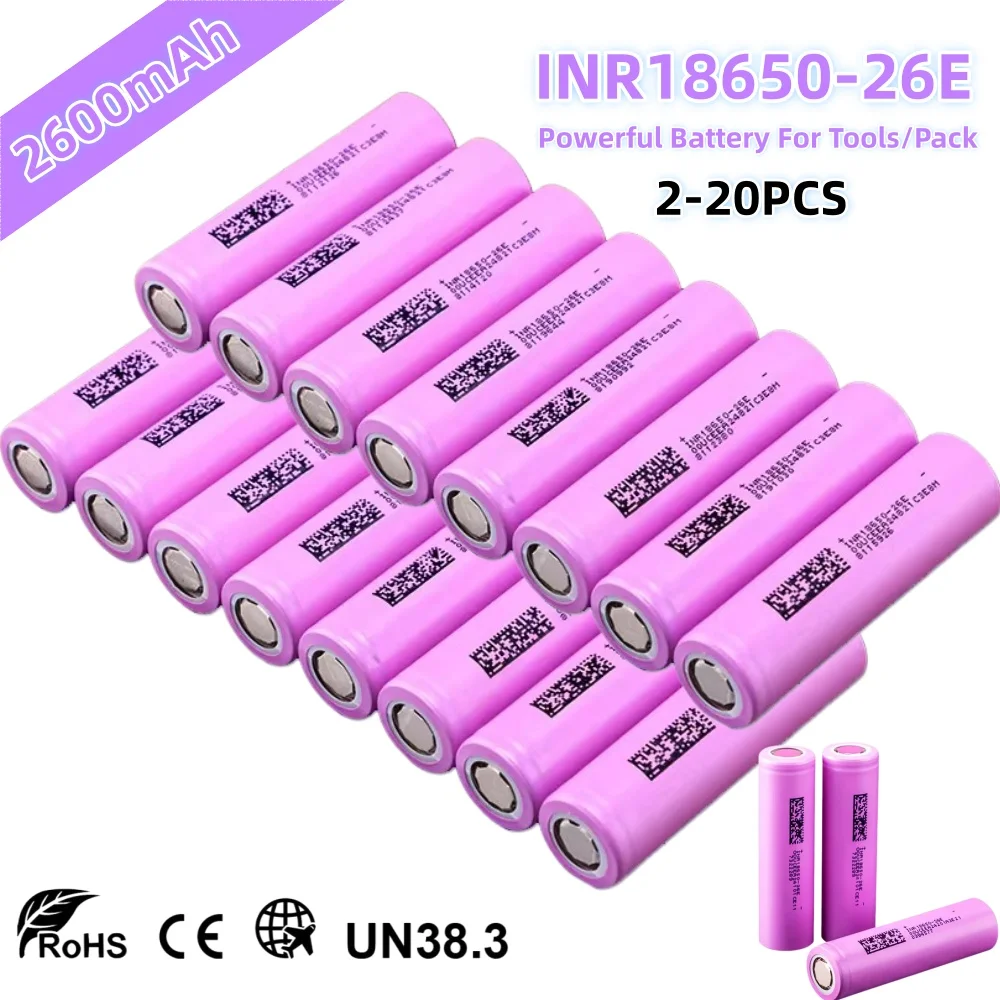 Neuer 18650-Akku, 2600 mAh, 3,7 V, 10 A, wiederaufladbarer Li-Ionen-Akku für leistungsstarke Akkus für Werkzeuge/Taschenlampen