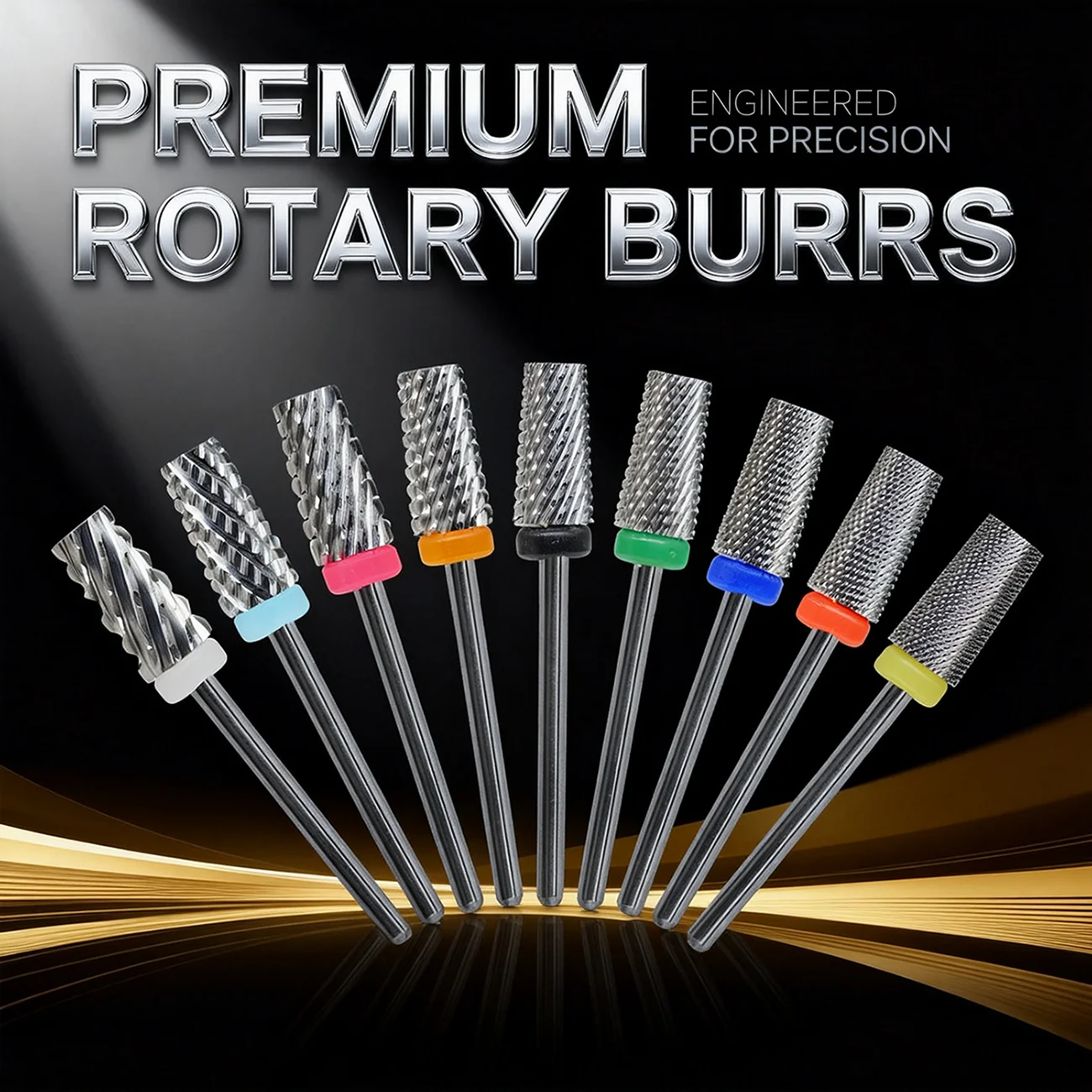 RolinStar 6.6 Sharp Large Original Color Trapezium Tapered Barrel Steel Carbide Milling Cutter Nail Drill Bit