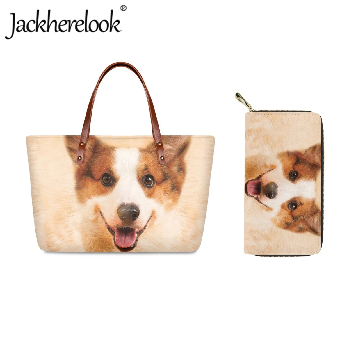 Jackherelook Shoulder Bag Woman Fashion 3D Puppy Kitten Print Cute Handbag Schoolgirl Gift Customized Tote Bags and Purse Sets