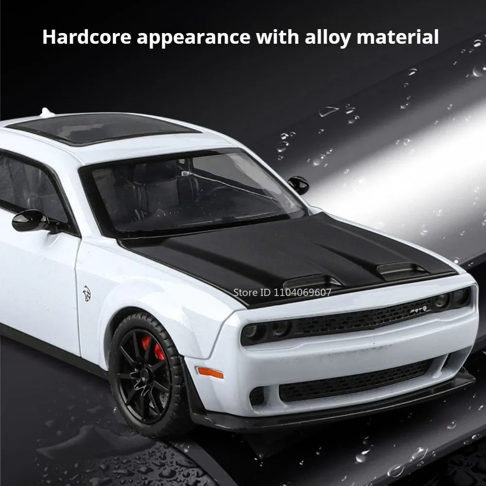 Scala 1:24 Hellcat Modello di auto sportiva Giocattolo Assorbimento degli urti Tirare indietro Porte aperte Modelli di supercar Giocattoli interattivi per bambini