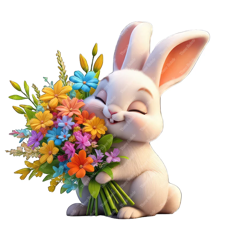 Three Ratels CC183 lovely Cartoon Rabbit Wall Stickers for Home Decoration Toilet Stickers Car Stickers