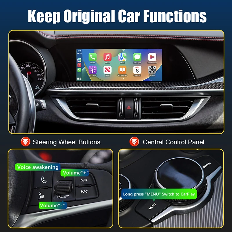 Wireless Apple Carplay Module For Alfa Romeo Giulia 2016 - 2019 Wireless Android Auto Box Support Mirror Link AirPlay