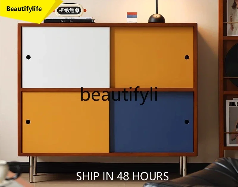 

smt1 Medieval dining side cabinet, living room storage cabinet, artistic sliding door cabinet