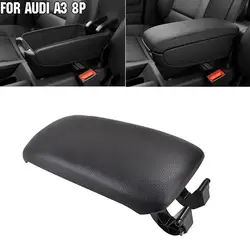 Black Leather Car Armrest Center Console PU Leather Lid For Audi A3 8P 2003-2012 Arm Rest Replacement Auto Accessories U7S2