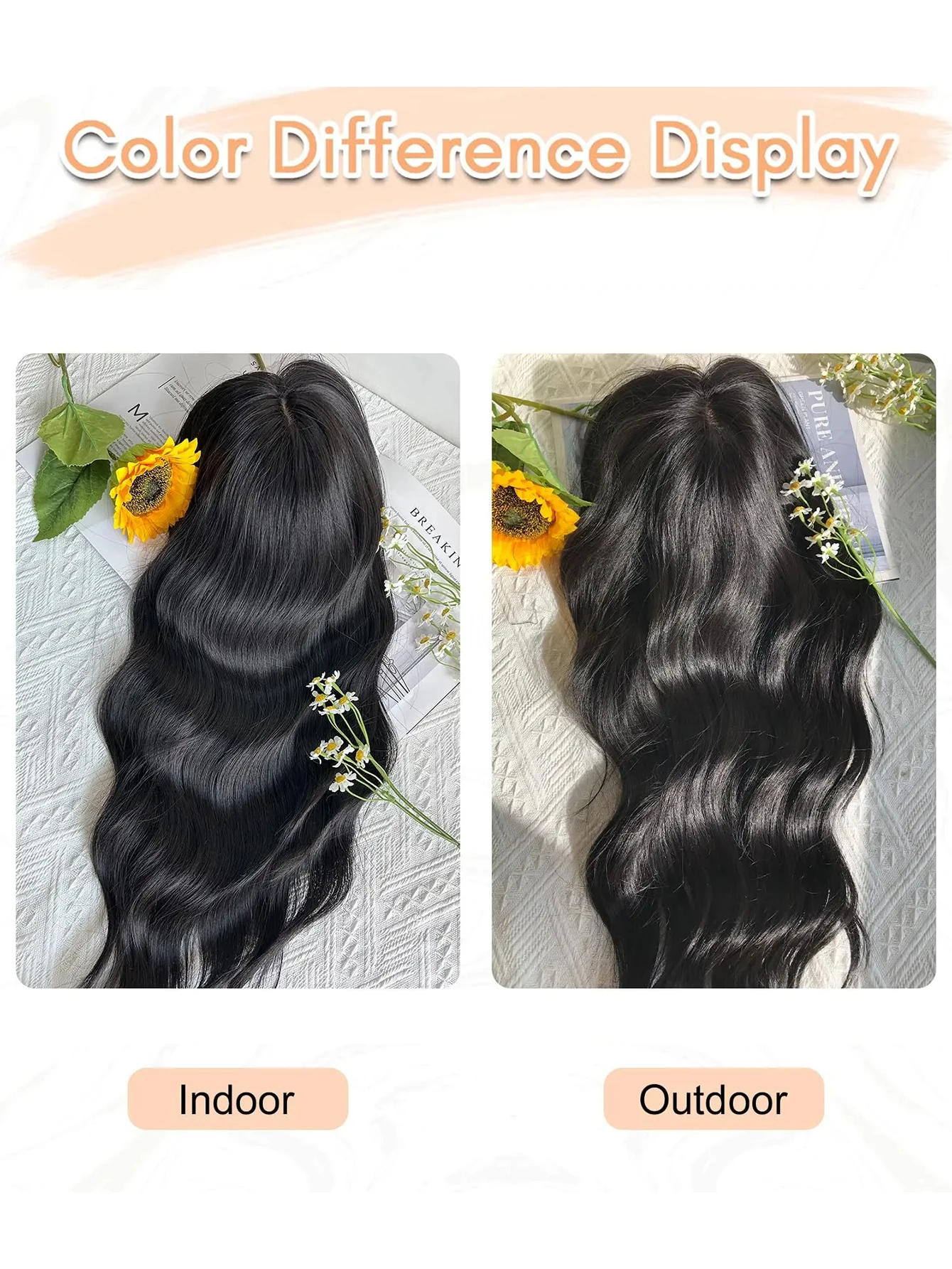 22 بوصة الاصطناعية توبر الباروكات متموجة دبوس الشعر كليب على الجزء العلوي من شعر المرأة قطعة الشعر التمديد طبيعي مجعد براون أسود LM #6