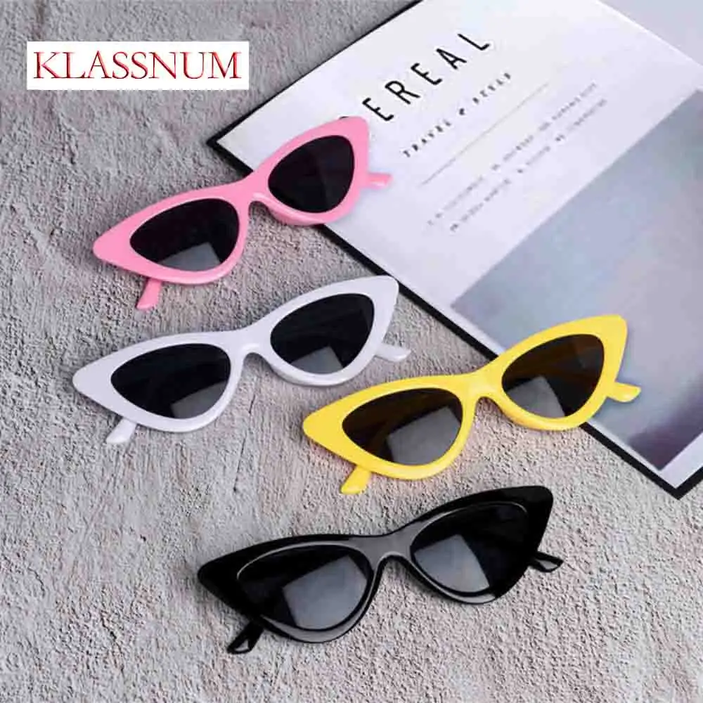 KLASSNUM Vintage New Cat Eye Sunglasses Woman MEN Small Triangle Frame Gift Sun Glasses Adult Oculos De Sol Infantil UV400