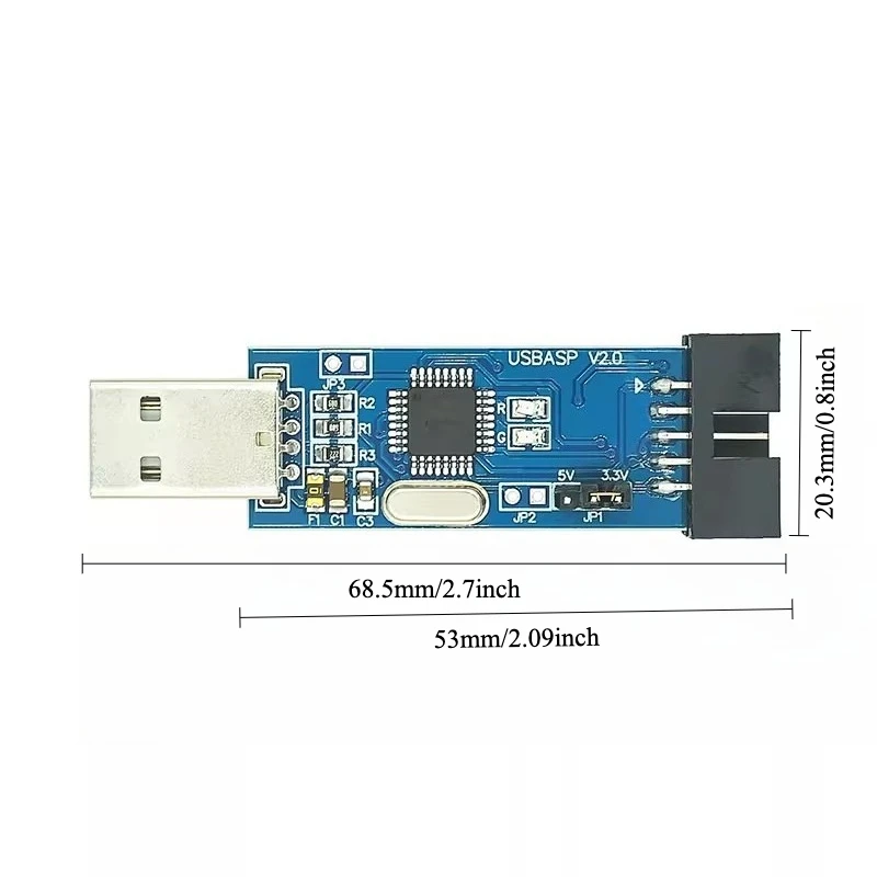 2pcs USBASP USB ISP Programmer for 51 AVR Microcontroller Download Cable with Self Recovery Overcurrent Protection