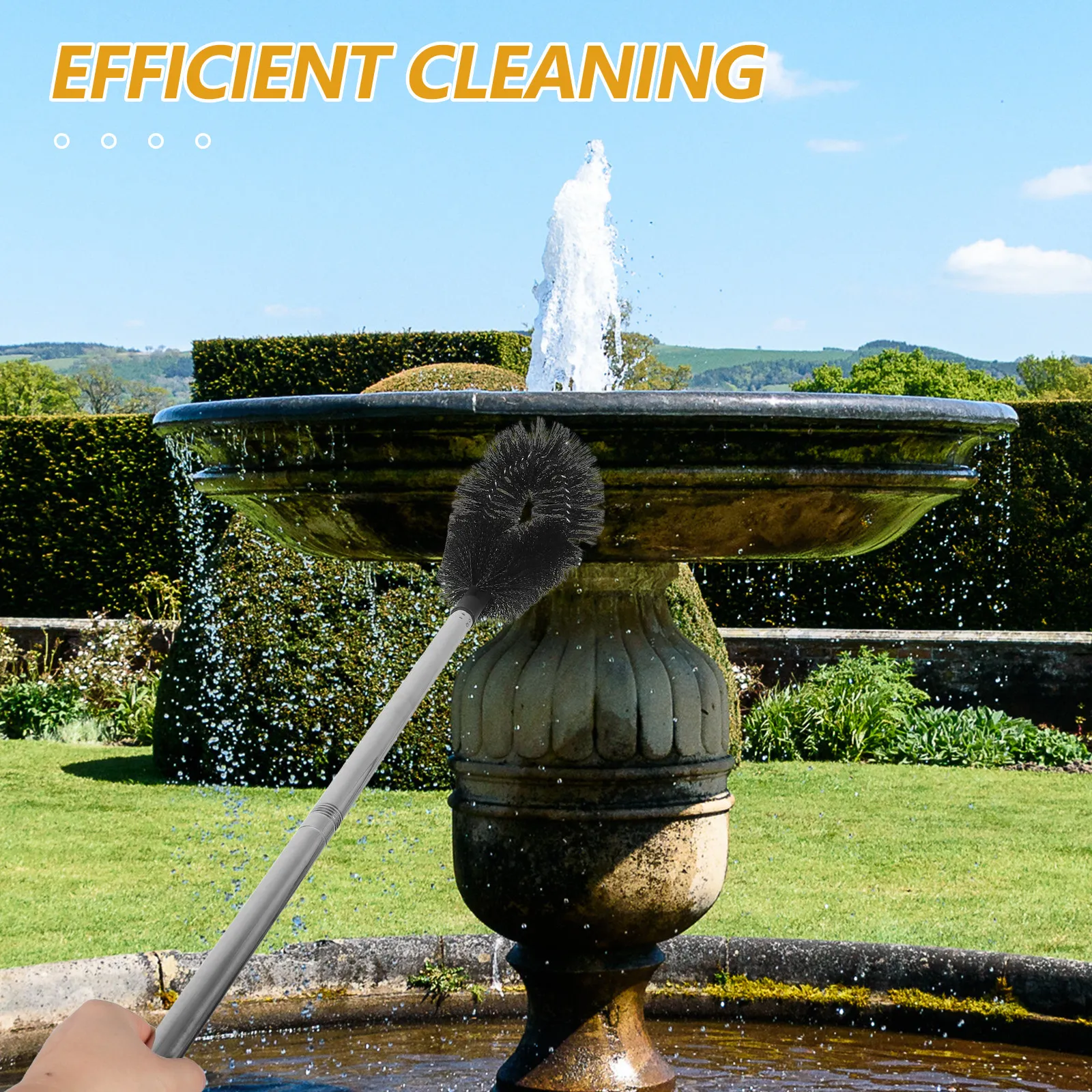 Gutter Cleaning Brush with 0.8m Stainless Steel Pole Adjustable Sectional Design for Rain Gutters Roof Statues Fountains Outdoor