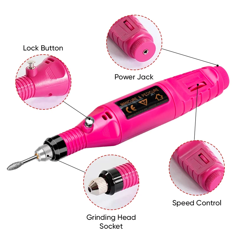 Electric Nail Sander Professional Nail Drill Machine Grinding Equipment Milling Cutter Nail Sander File For Manicure Salon Tools