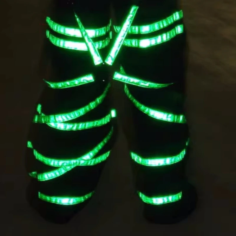 Melbourne Ghost Step Dance Pants Walk Fluorescent Reflective Shuffle Green Light Luminous Pants Dance Slacks Street Cool