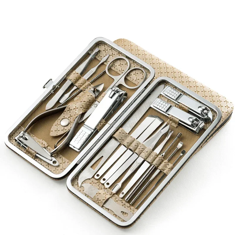 19pcs/set Nail Clippers Professional Pedicure Kit Stainless Steel Manicure Nail Cutter Set Household Nail Cuticle Scissors