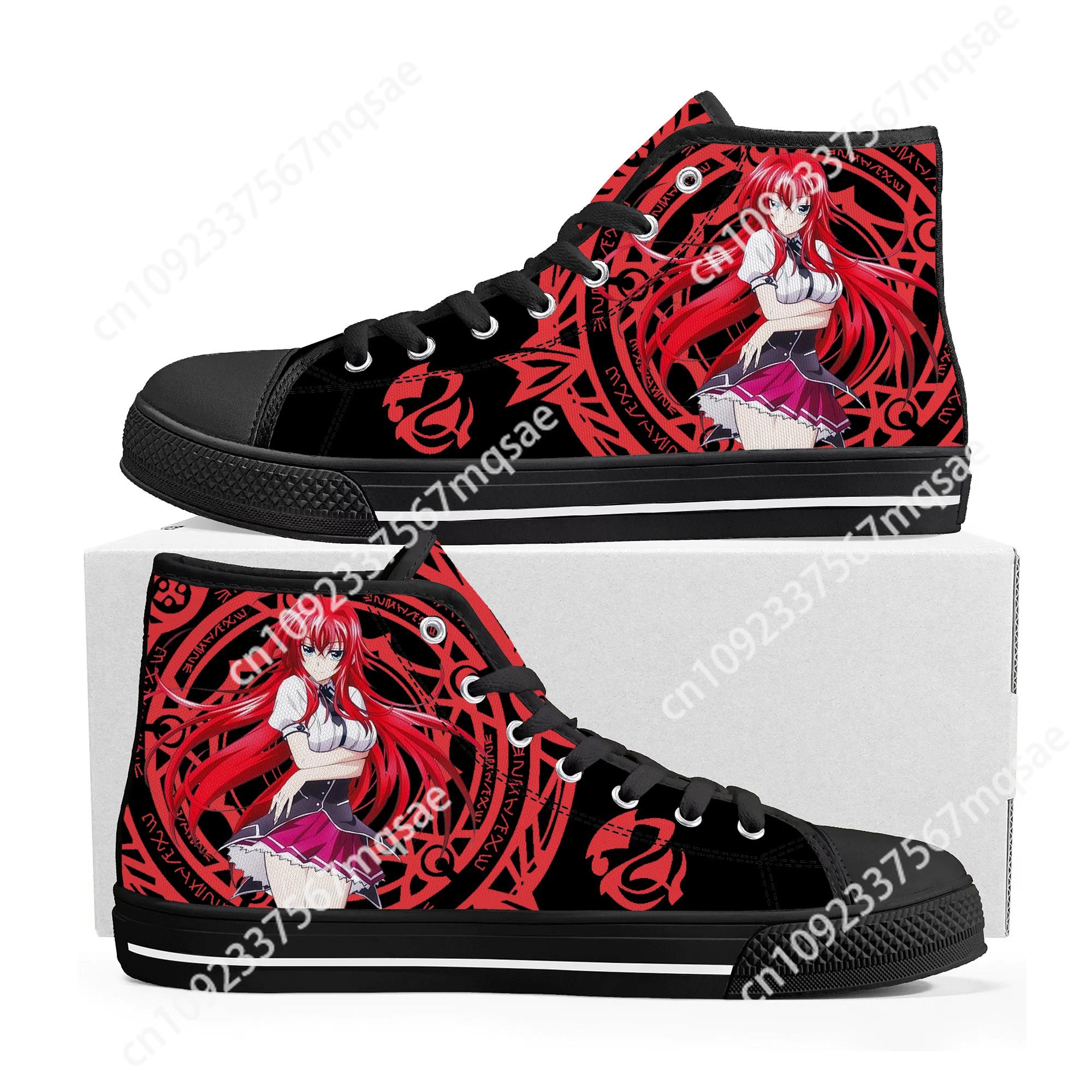 

Rias Gremory High School DXD High Top Sneakers High Quality Mens Womens Teenager Canvas Sneaker Casual Couple Shoes Custom Shoe