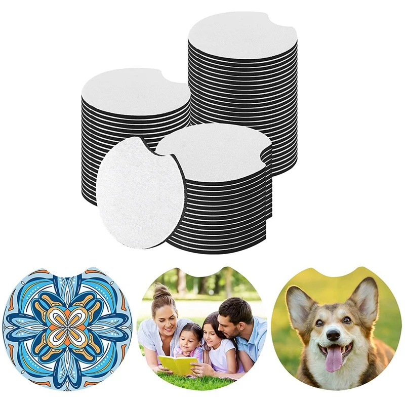 Sublimation Blanks Products Sublimation Car Cup Coasters Blanks Mat For DIY Car Cup Coasters Painting Accessorie