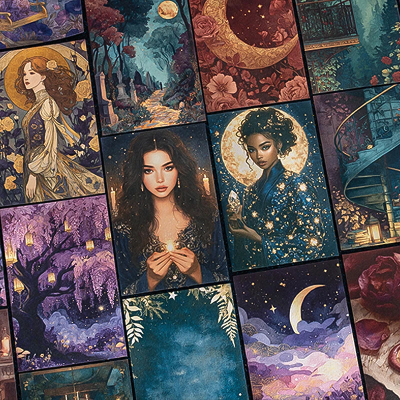 Mr.Paper 20 Sheets Starmoon Fairy Tales Series Dual-Material Sticker Book, Goddess Themed 3D Scene Decorative Stickers for Journ