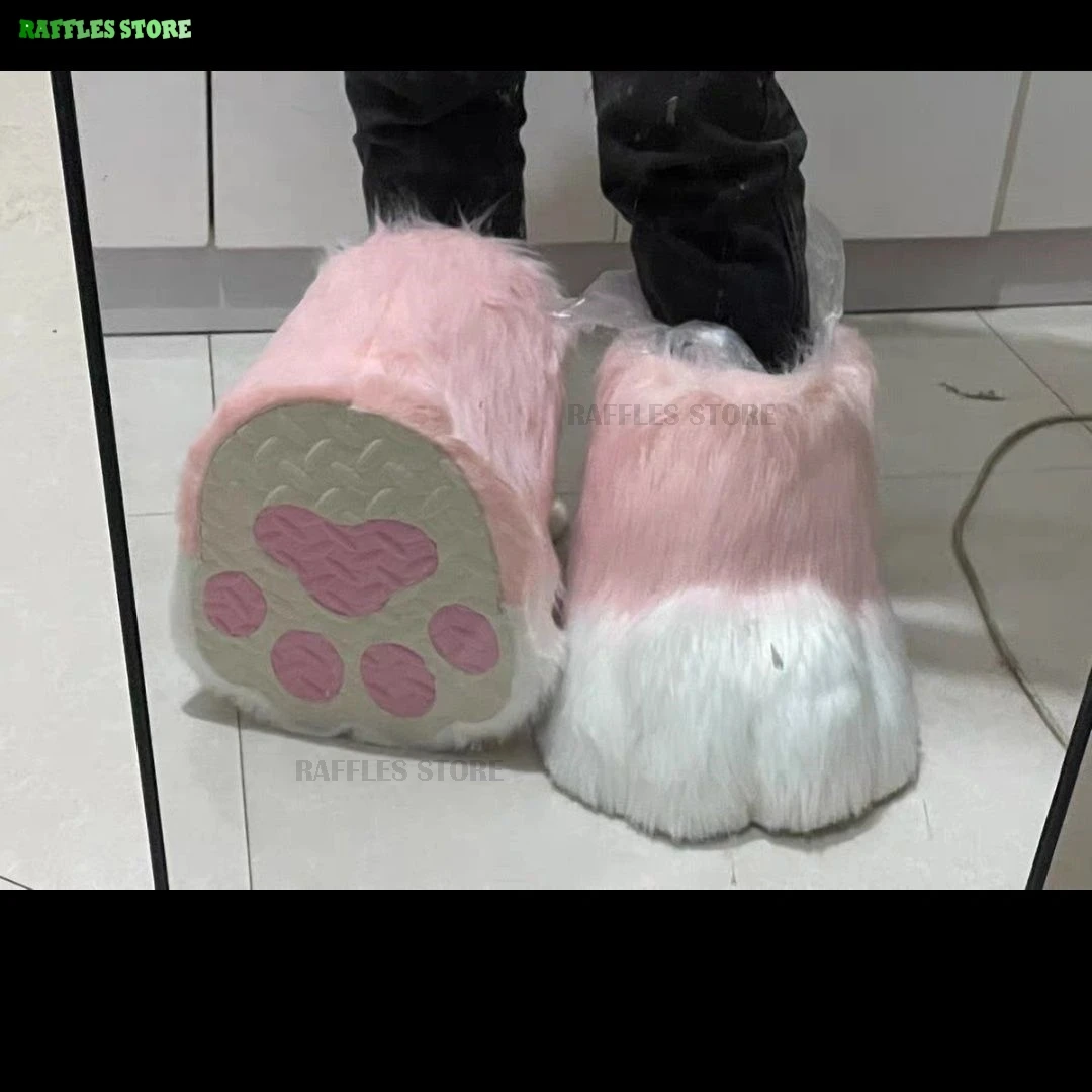 Fursuit Cosplay Paw Shoes Accessories Furry Cosplay Rubbit Cat Boots Cute Fluffy Animal Manga Party Cos Wearable Unisex Costume