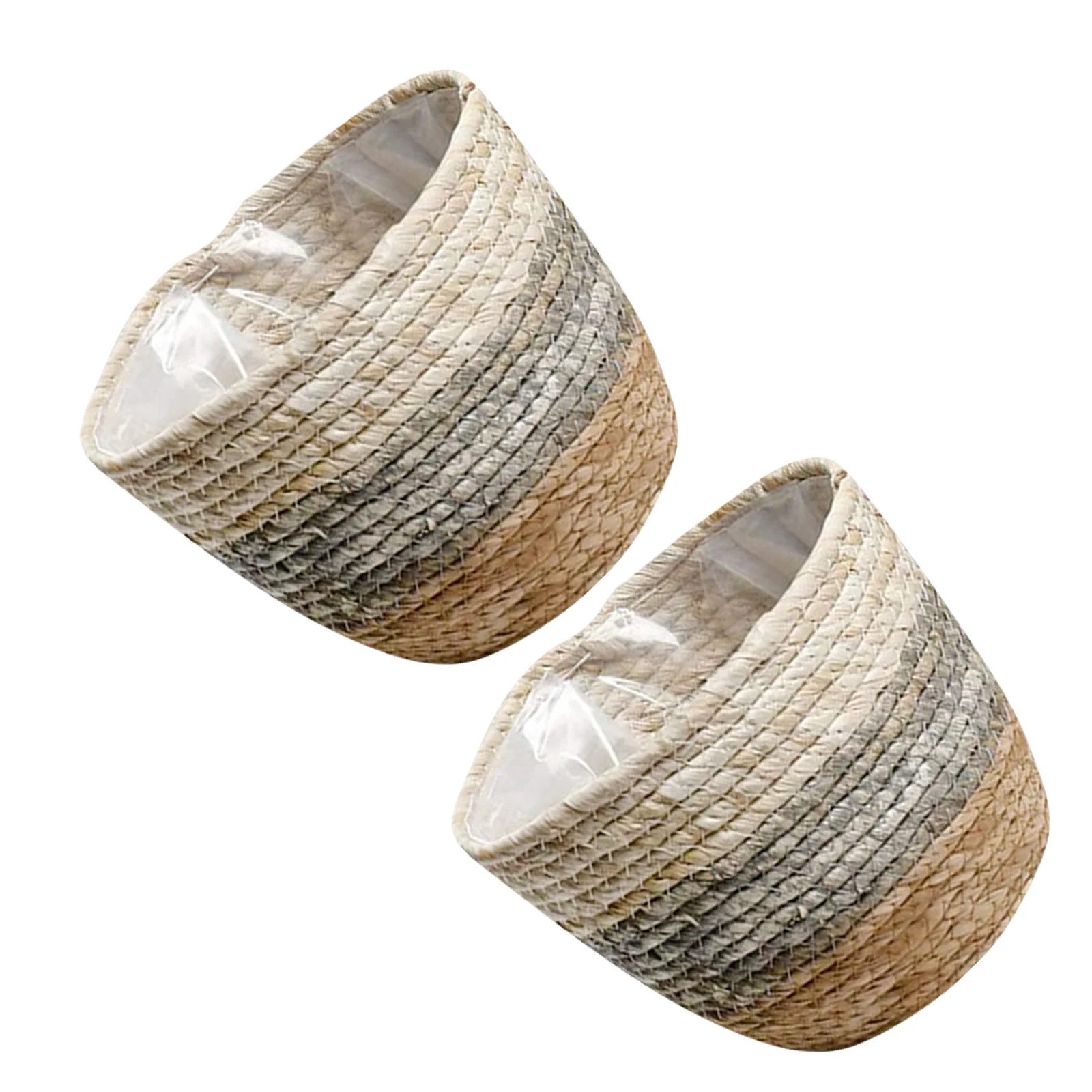 

2pcs Woven Flower Baskets Straw Multi-Purpose Plant Containers Desktop Decorative Baskets For Indoor Outdoor Large Space Holds