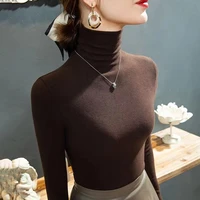 2025 Fashion Autumn Winter Female Turtleneck Fleece Stretch Shirt Women Long Sleeve T-shirt Warm Basic Pullover Bottoming Tops 4