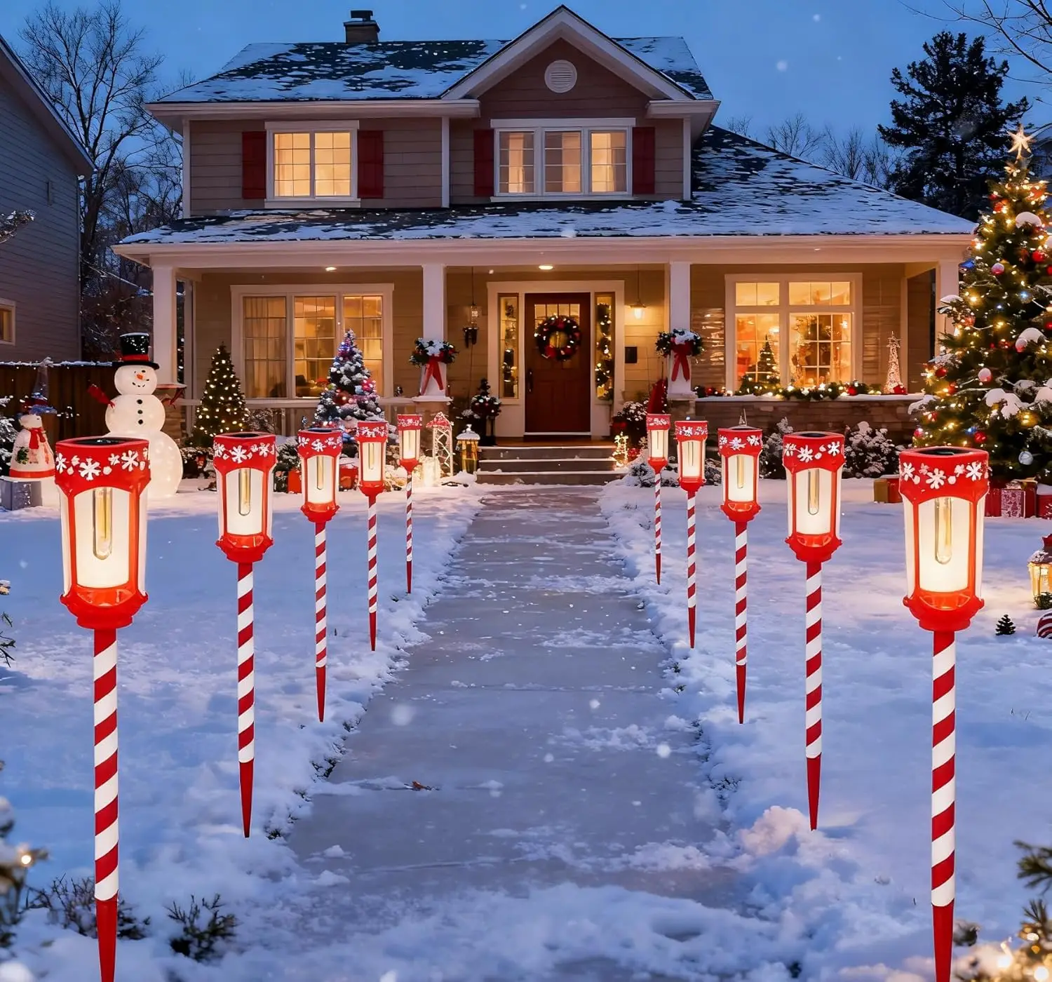 

8pk Solar Pathway Lights, Stainless Steel Tube, Glass Lens, Outdoor Garden Decorative Lighting