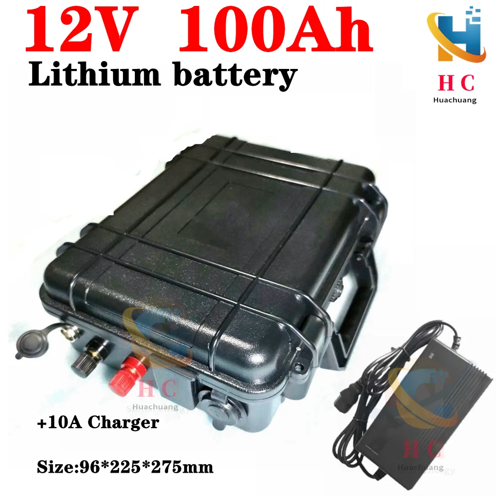 Lithium battery pack Iron Phosphate 12v 100Ah Deep Cycle Lifepo4 100A BMS Golf cart EV RV marine trolling motor +10A charger