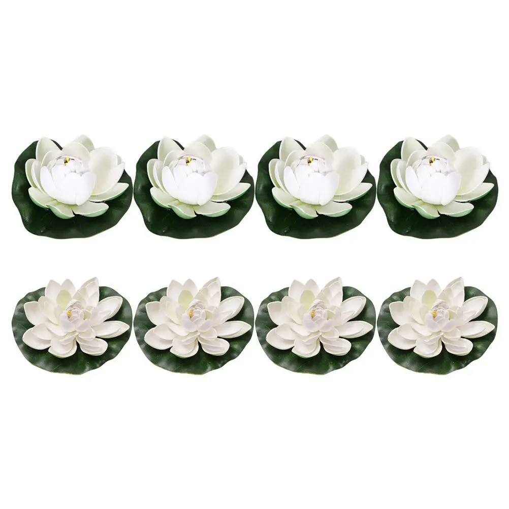 8Pcs Artificial Lotus Floating Lily Pads Pond Decorations Realistic Eva Water Lilies Simulation Plant Decor Aquarium Landscape