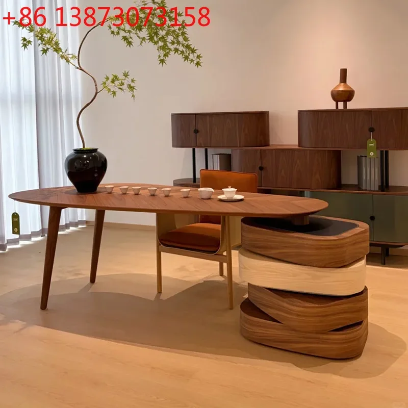 Italian light luxury solid wood high-end rotating study office workbench