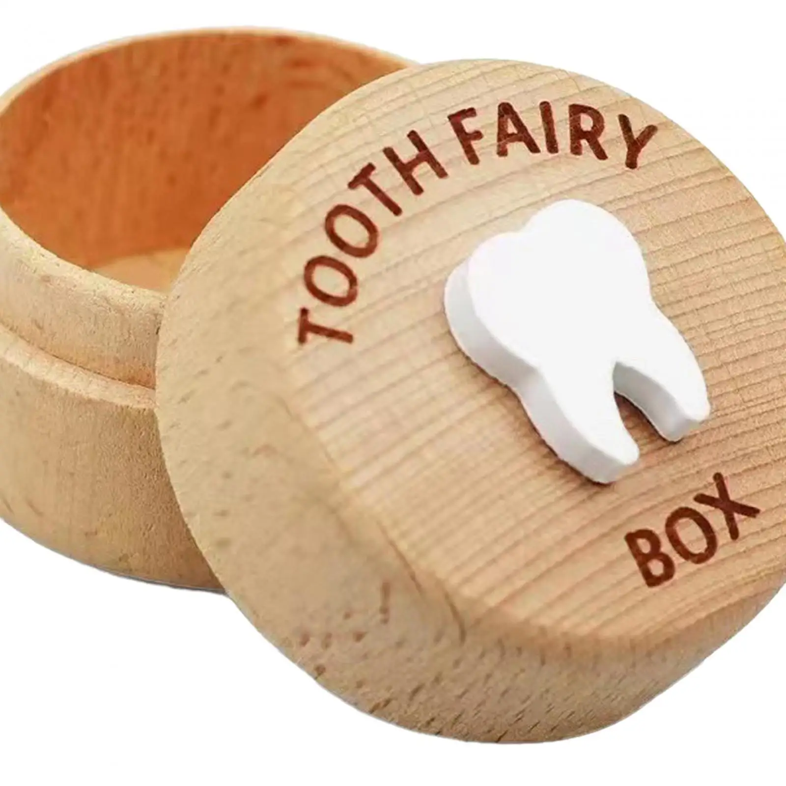 Organizzatore di stoccaggio per ricordi di denti da latte, scatola di memoria in legno per regalo di fata dei denti dei capelli fetali per bambini