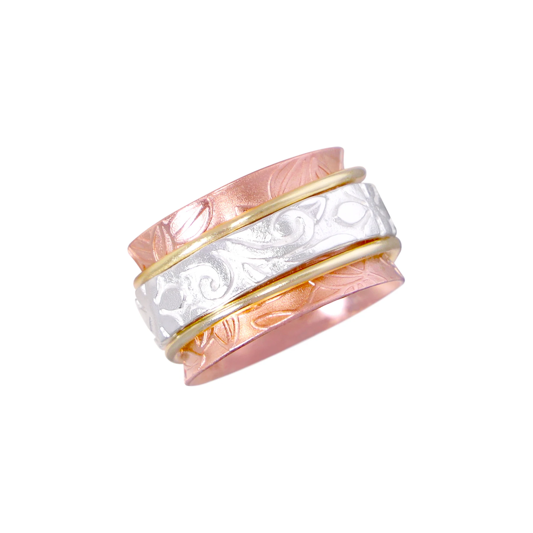 Leaf And Vine Rose Gold Plated Handmade Fashion Spinner Ring for Women