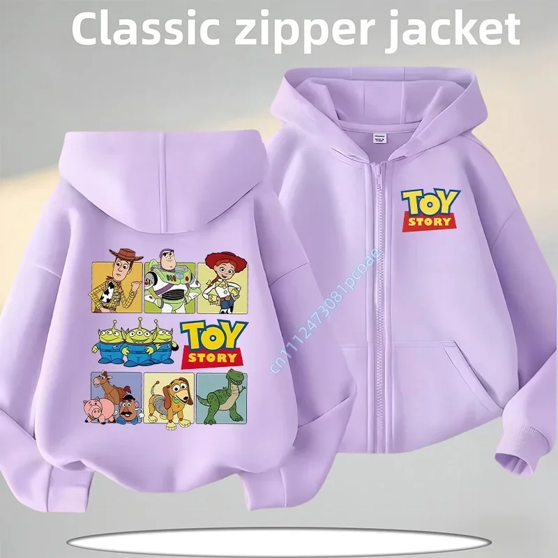 2026 New Style Children's Zippered Hooded Shirt Toy Story Boy's Sport Shirt Girl's Casual Top Cartoon Print Autumn/Winter Coat
