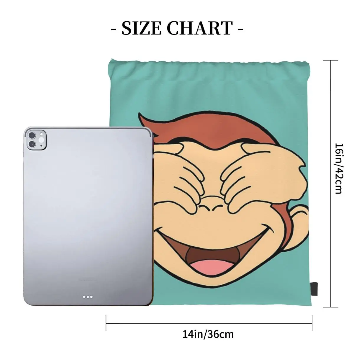 Curious George No Eyes Backpacks Fashion Portable Drawstring Bundle Pocket Sports Bag Book Bags For Travel School