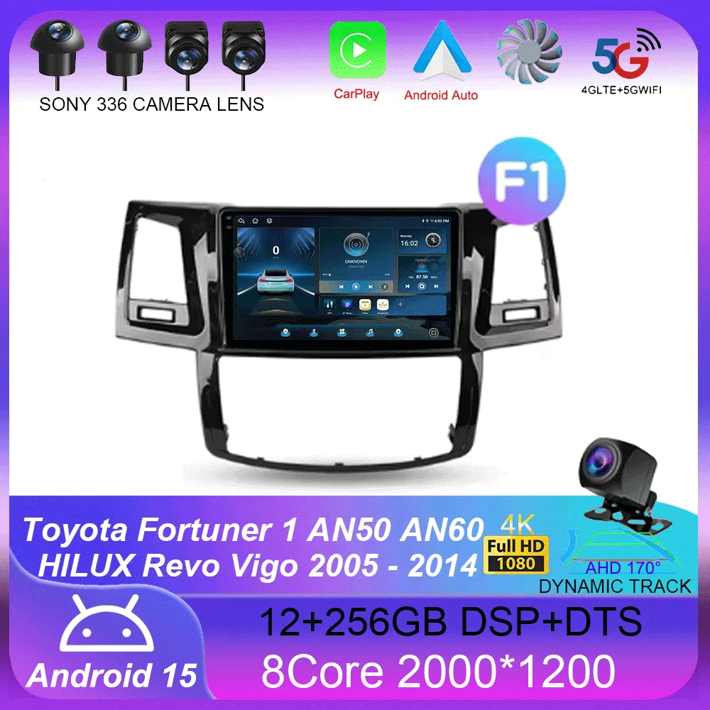 

For Toyota Fortuner 1 AN50 AN60 HILUX Revo Vigo 2005 - 2014 GPS Car Radio Navigation Multimedia Video Player Stereo BT Android15