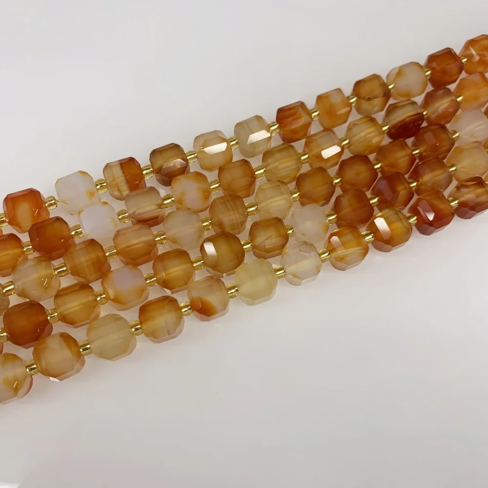 

6mm 8mm Natural Square Orange agate Cube Rose Quartz Loose Spacer Beads for Jewelry Making DIY Women's Charm Necklace Earrings