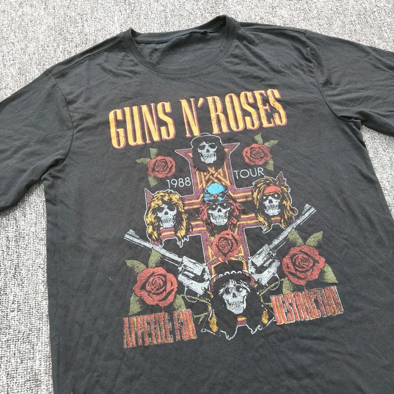 2025 Summer Classic Gunner Rock Band Men's T-Shirt Loose Large Size Cotton High Quality Design Printing Pattern Harajuku