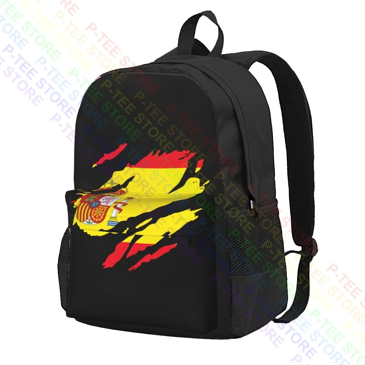 Torn Spain Flag Spanish Madrid Country National Football Large Capacity Backpack Backpack Riding Backpack