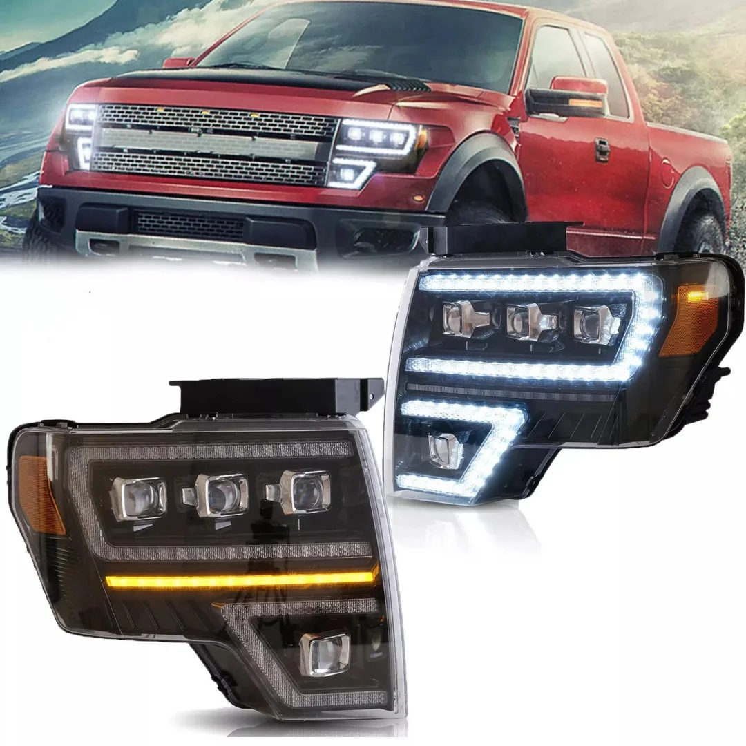 

LED Projector Headlights For Ford F150 F-150 2009-2014 w/Sequential DRL Signal Projector Lens Auto Accessories Front