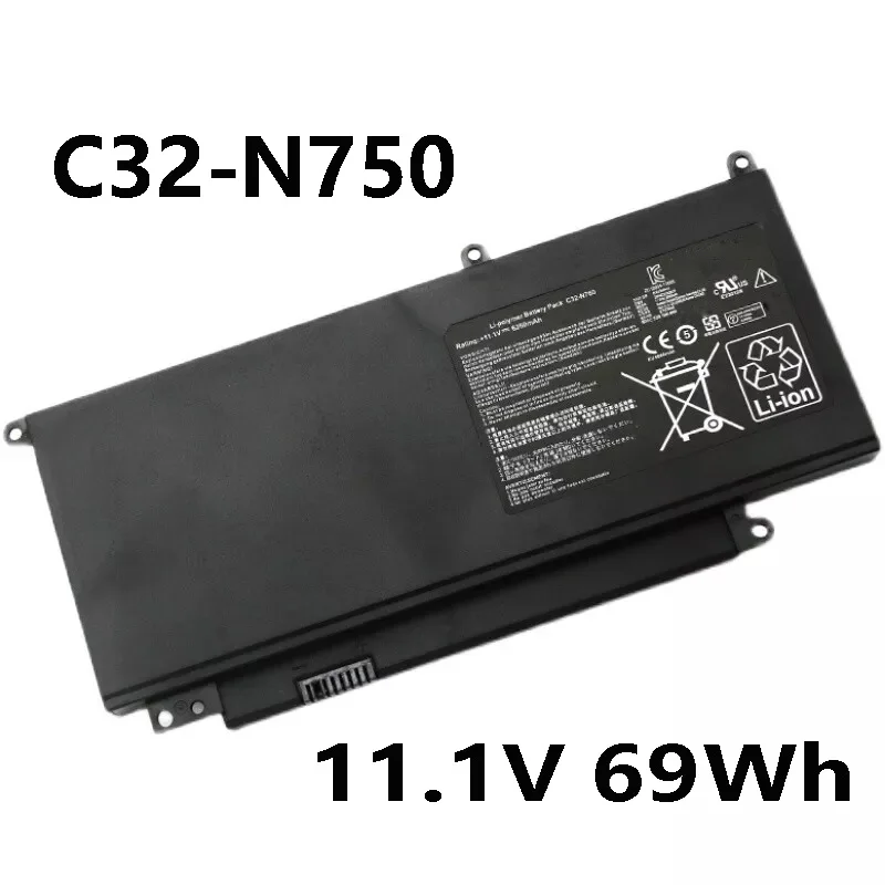 C32-N750 11.1V 69Wh Laptop Battery For ASUS N750 N750JK N750JV N750Y47JV N750Y47JV-S 0B200-00400000