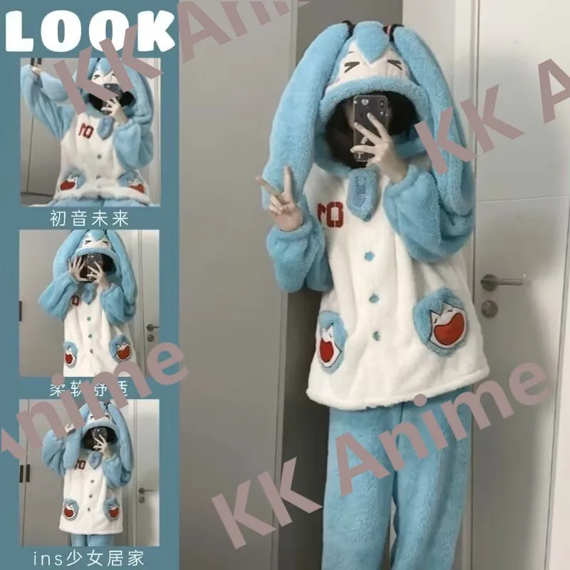 anime-hatsune-miku-pajamas-halloween-cosplay-flannel-fashion-hooded-pajamas-kawaii-woolen-cartoon-casual-home-pant-autumn-winter