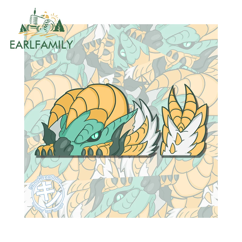 

EARLFAMILY 13cm X 5.4cm Stunning Monster Peeking Car Stickers Game Hunter Anime Sunscreen Vinyl Decal Laptop Accessories
