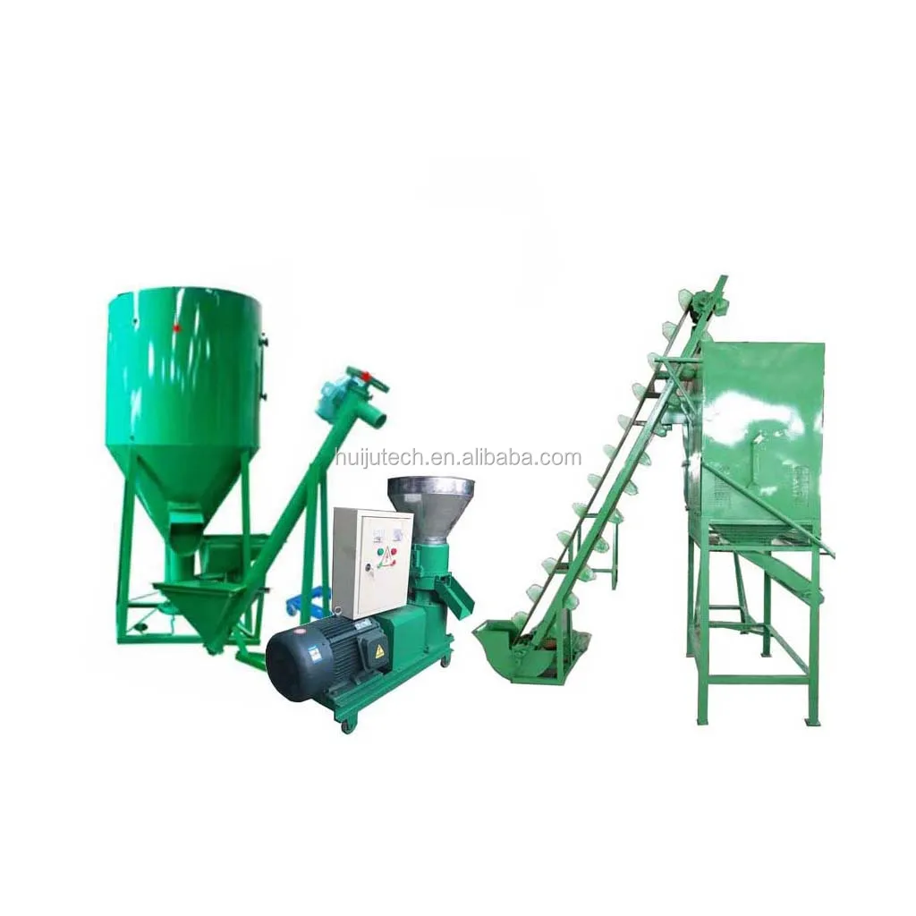 500-800kg/hour   chicken feed pellets line including Crushing Mixer Drying pellet machine